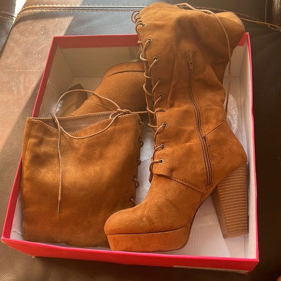Just fab holli whiskey suede boots lace up - Picture 1 of 5